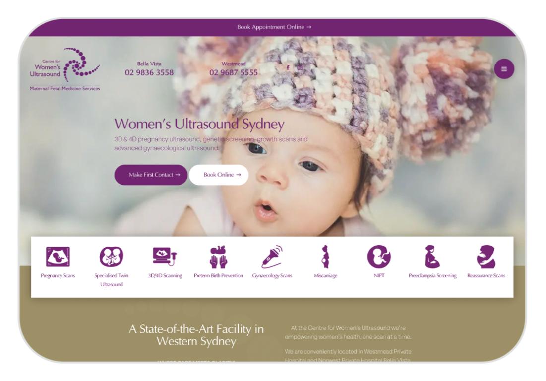 Centre for womens ultrasound - website